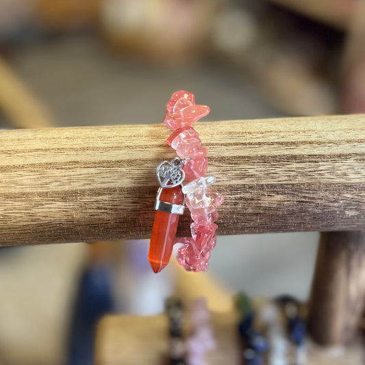 Cherry Quartz Charm Bracelet