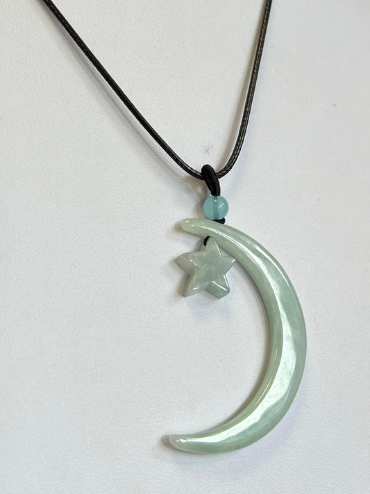 Moon & Star Jade Necklace