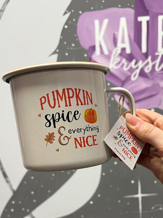 Pumpkin Spice and Everything Nice Enamel Mug