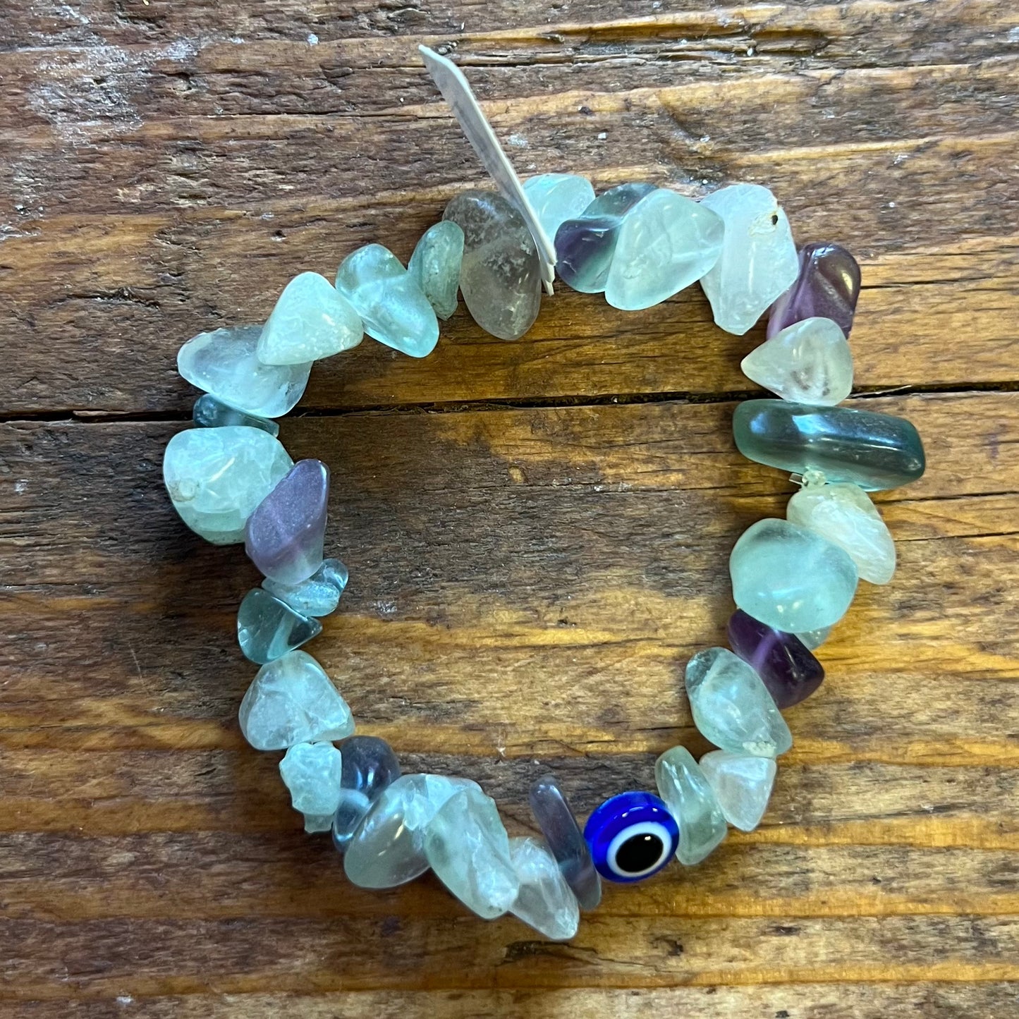 Fluorite Evil Eye Bracelet (chunky chip)