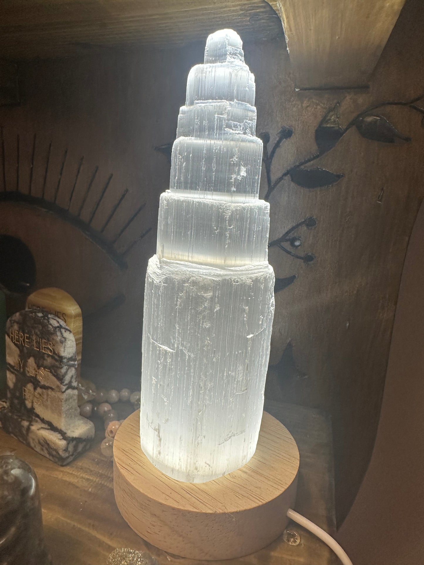 15cm Selenite Tower with led light base