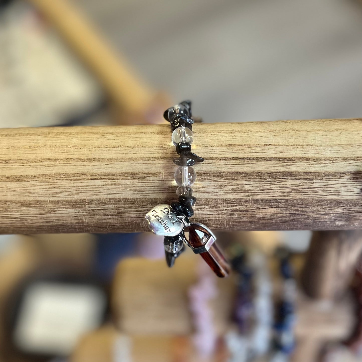 Smoky Quartz Teacher Charm Bracelet