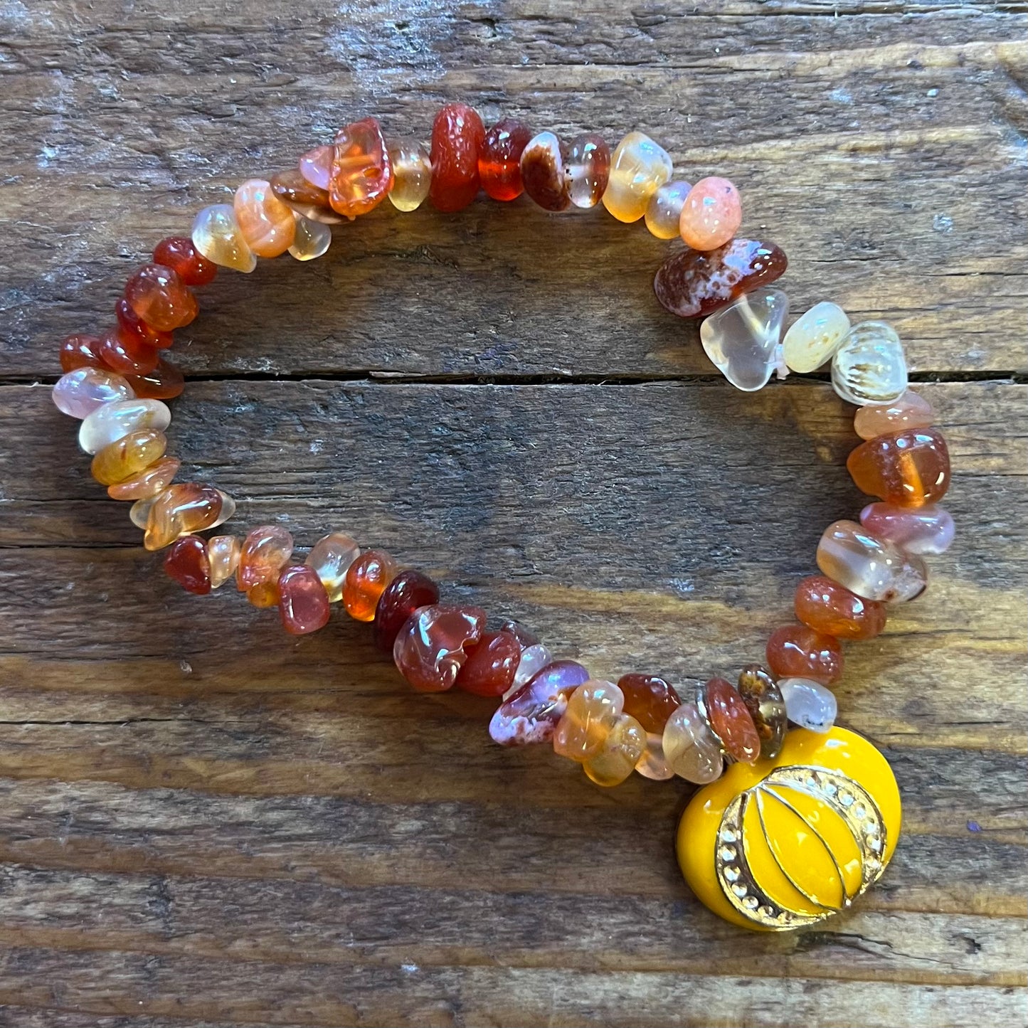 Carnelian Pumpkin Charm Bracelet (small chip)