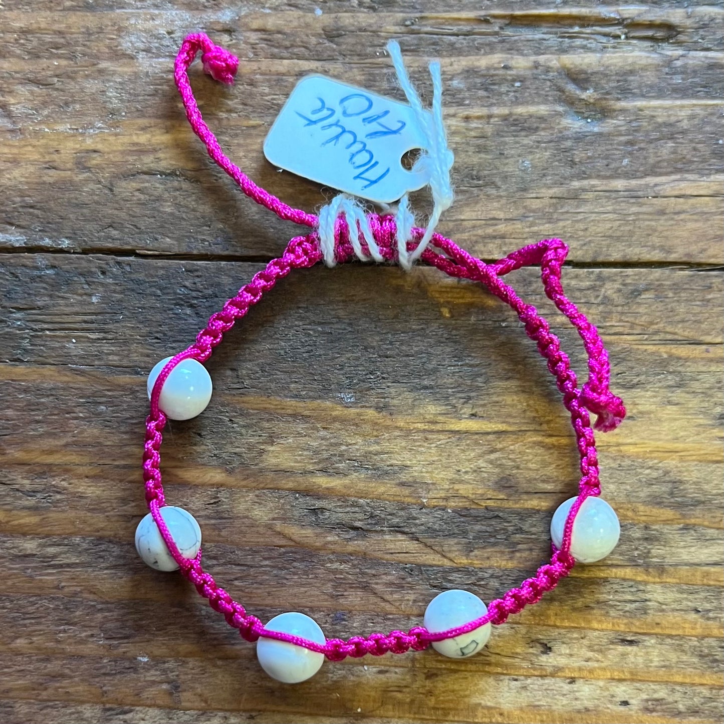 White Howlite Pink Adjustable Bracelet