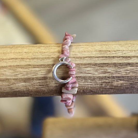 Thulite Moon Charm Bracelet