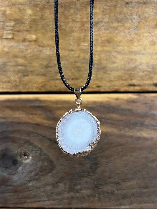 Aura Druzy Agate Round Pendant Necklace