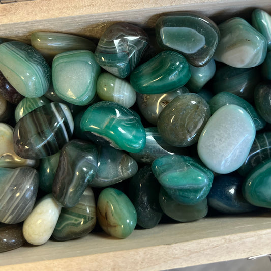 Green Banded Agate Tumblestone