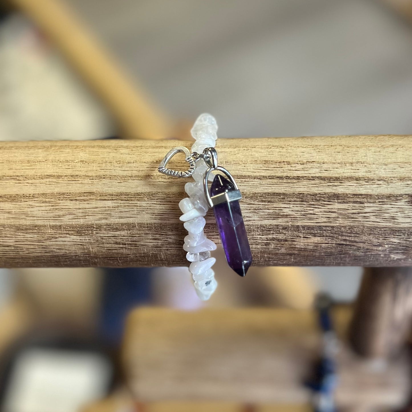 Moonstone and Amethyst Charm Bracelet