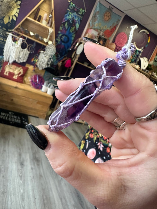 Fluorite Macrame Pendant