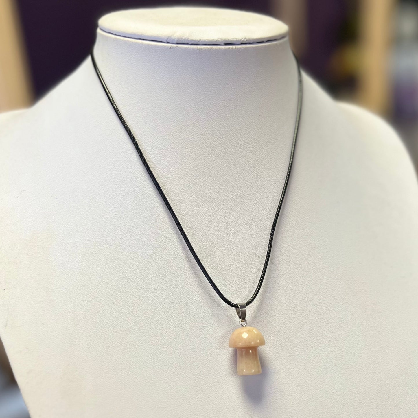 Red Aventurine Mushroom Pendant Necklace