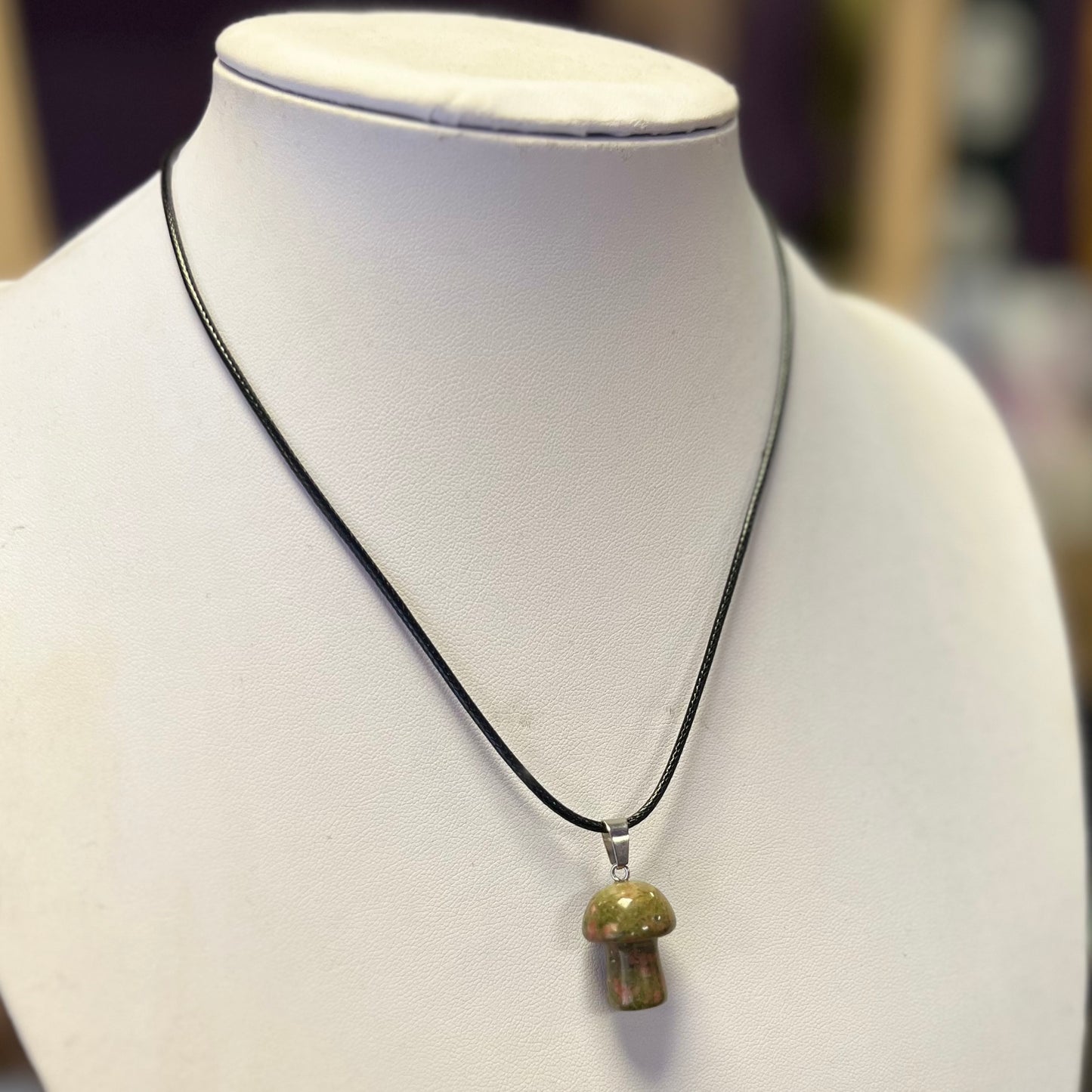 Unakite Mushroom Pendant Necklace