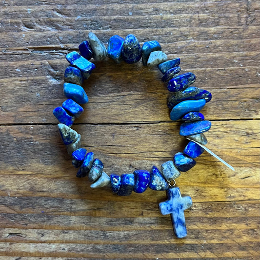 Lapis Lazuli Charm Bracelet (chunky chip)