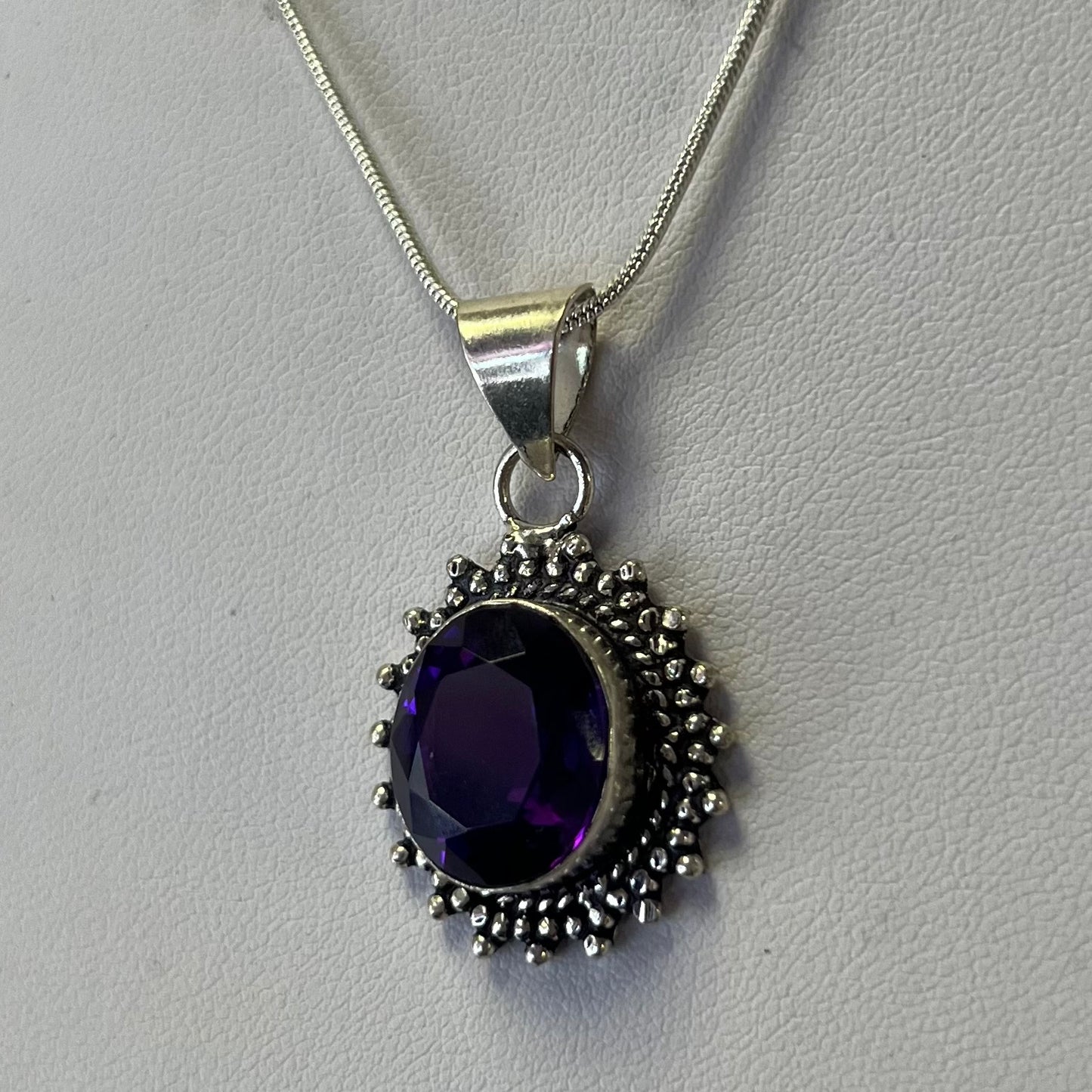 High Grade Amethyst and Silver Necklace