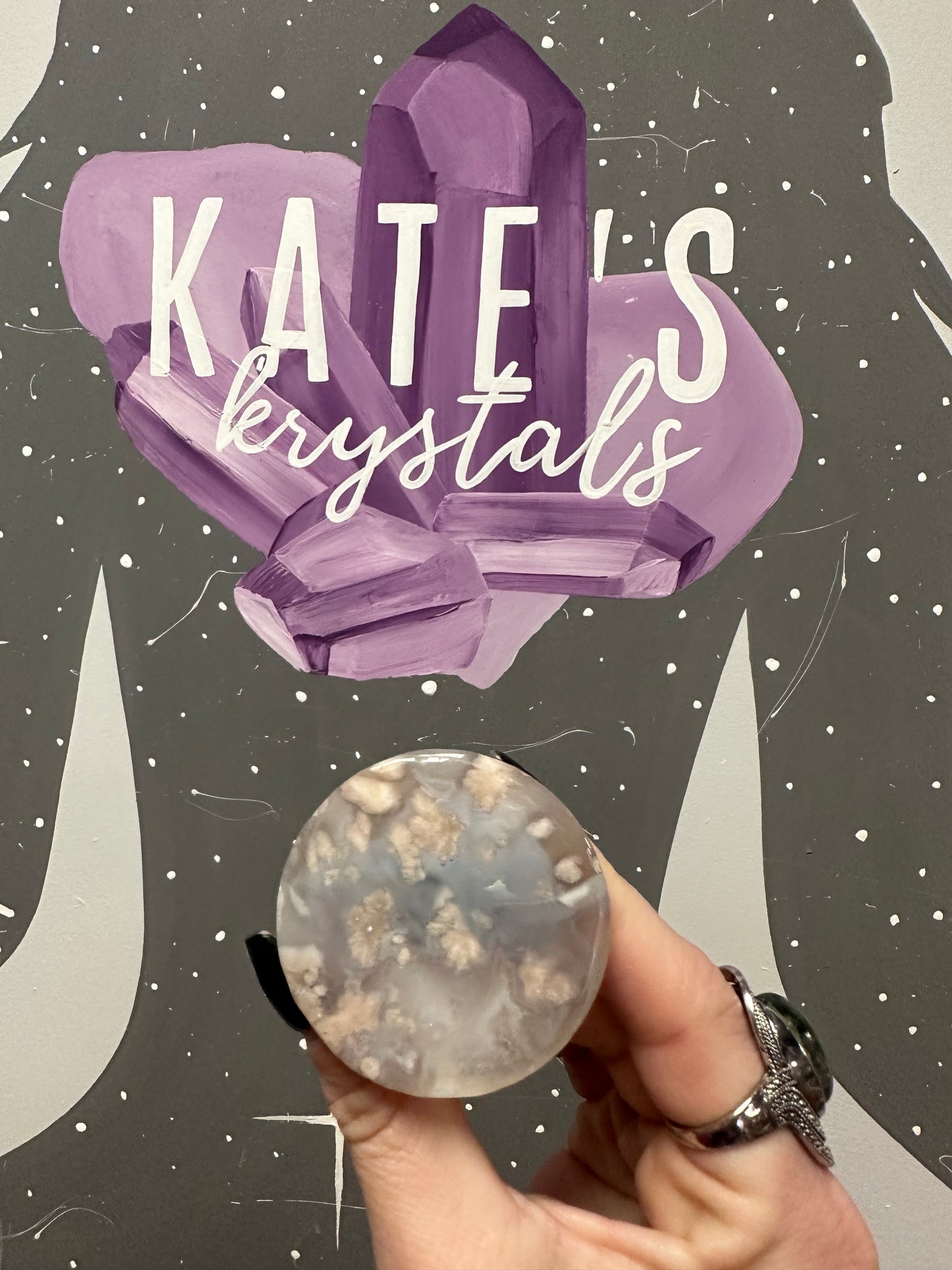 Flower Agate Crystal Phone Pop Socket