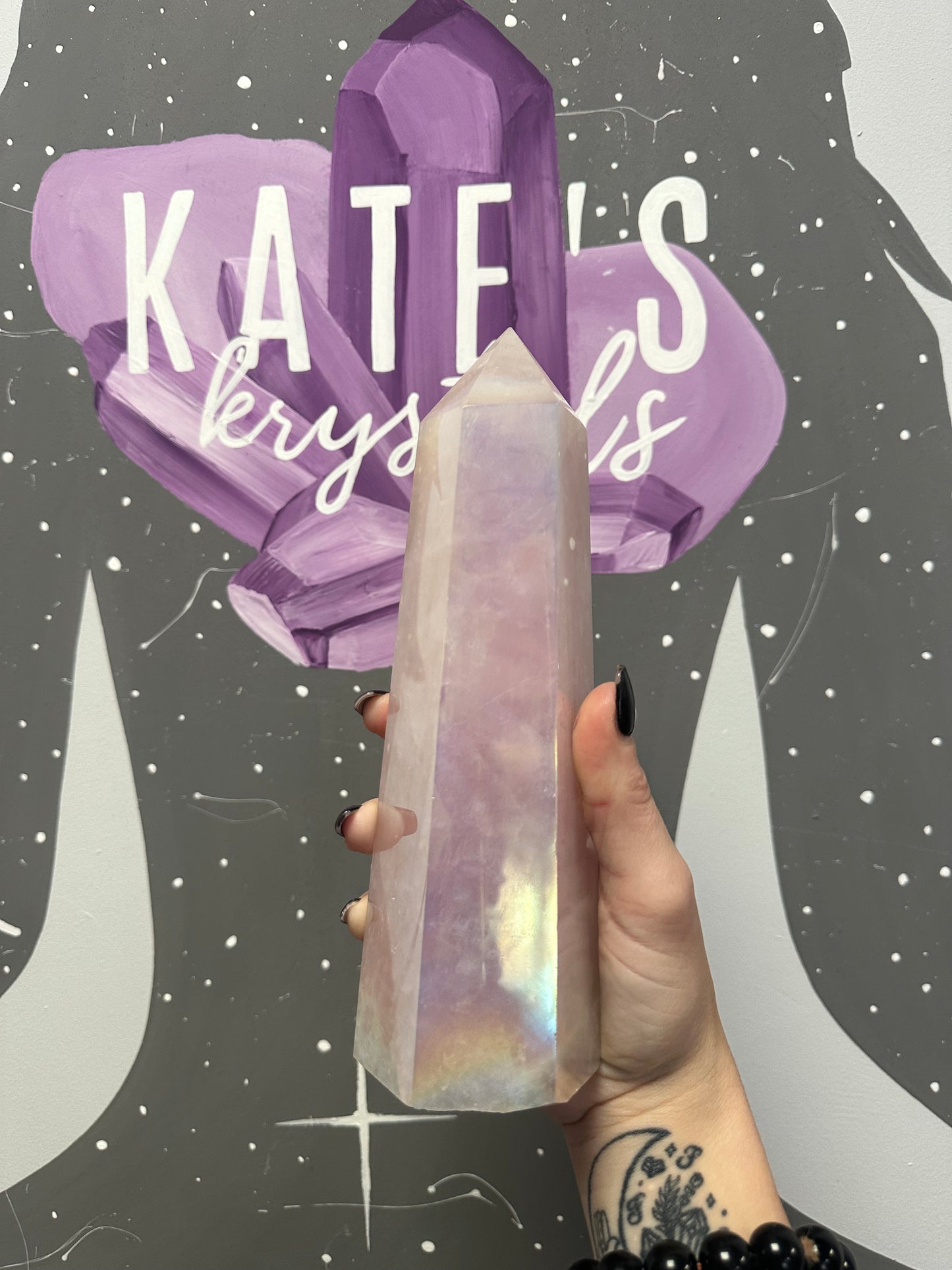 Rose Aura Quartz Tower