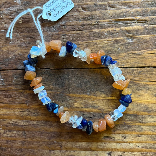 Sodalite, Opalite, Orange Aventurine Bracelet (small chip)