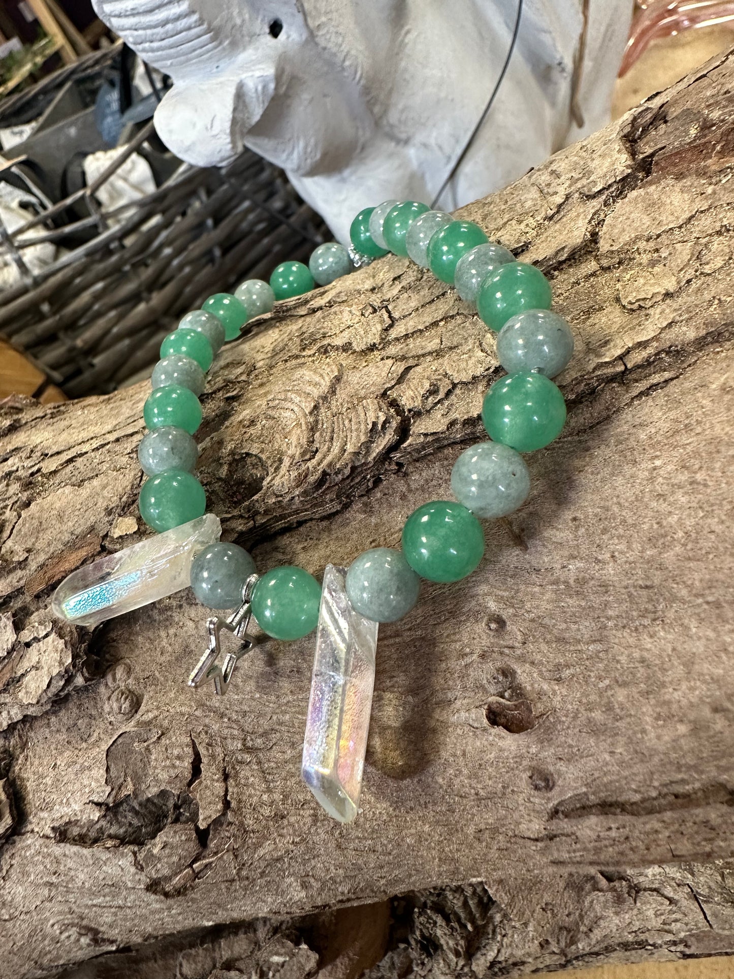 Green aventurine, Jade & Aura Quartz