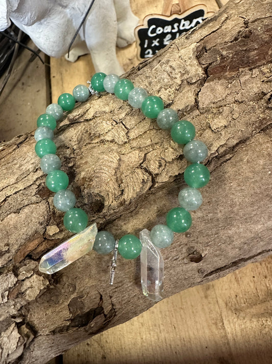 Green aventurine, Jade & Aura Quartz