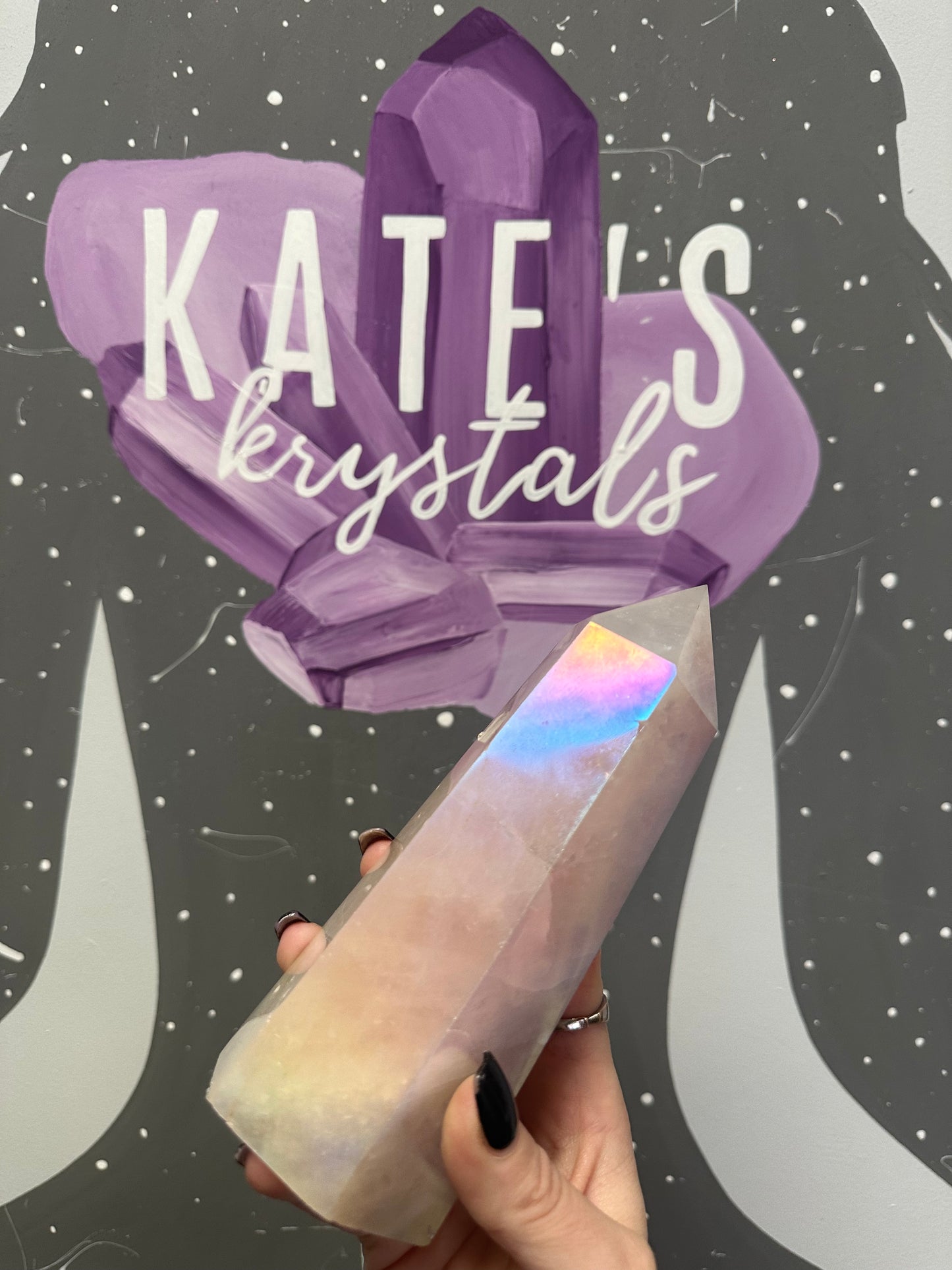 Rose Aura Quartz Tower