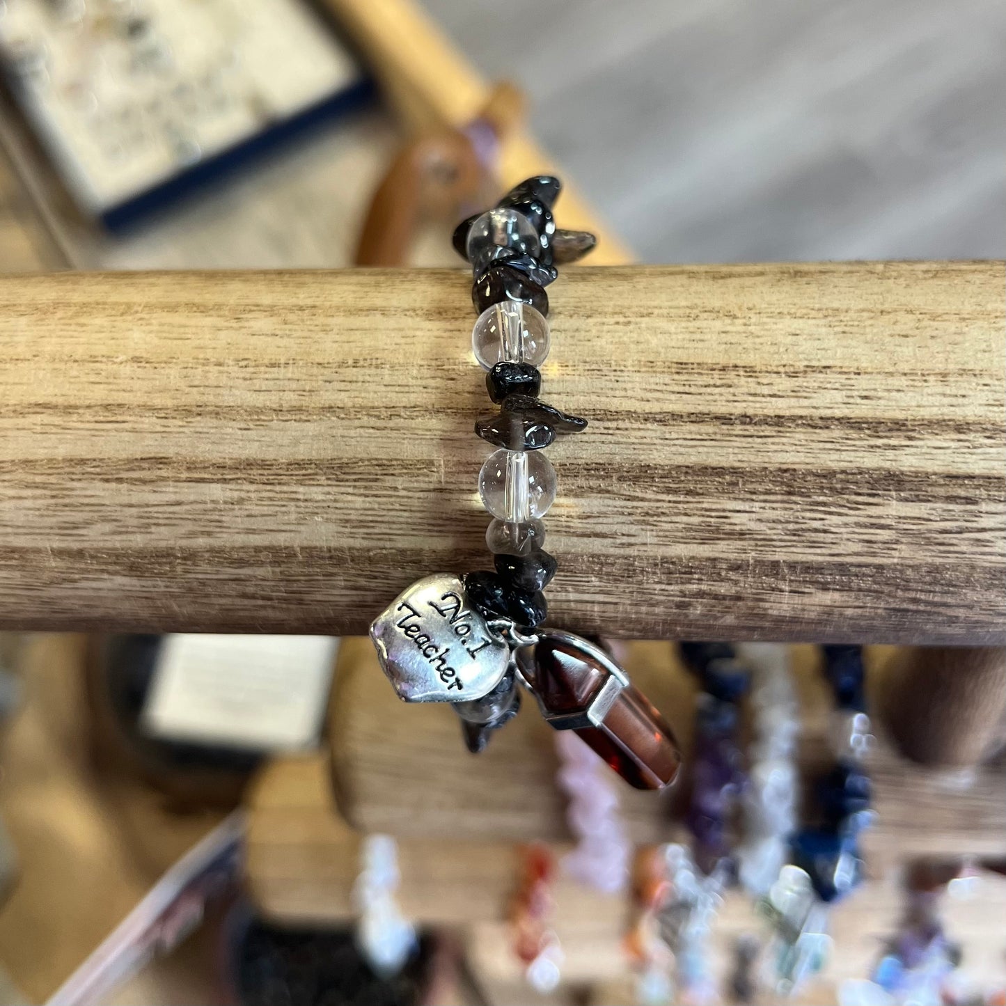 Smoky Quartz Teacher Charm Bracelet