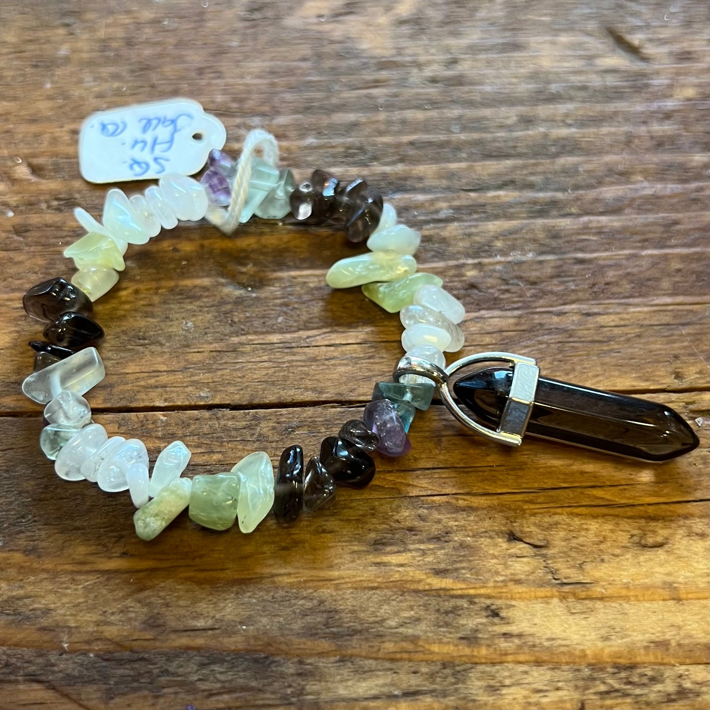 Smoky Quartz, Fluorite, Jade Charm Bracelet