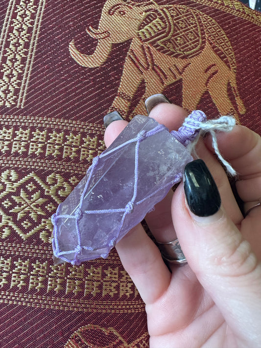 Amethyst Macrame Pendant