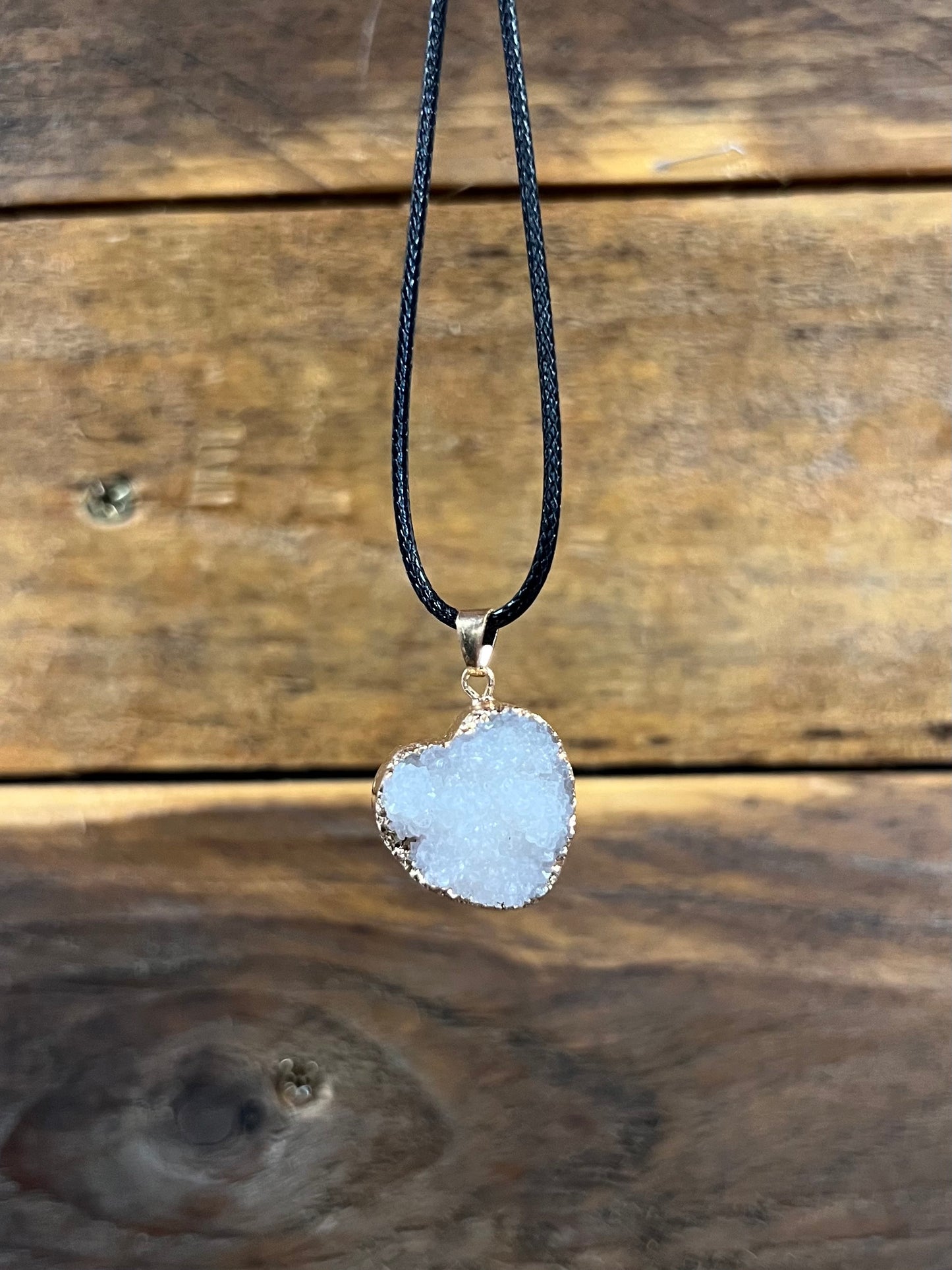 Aura Druzy Agate Heart Pendant Necklace