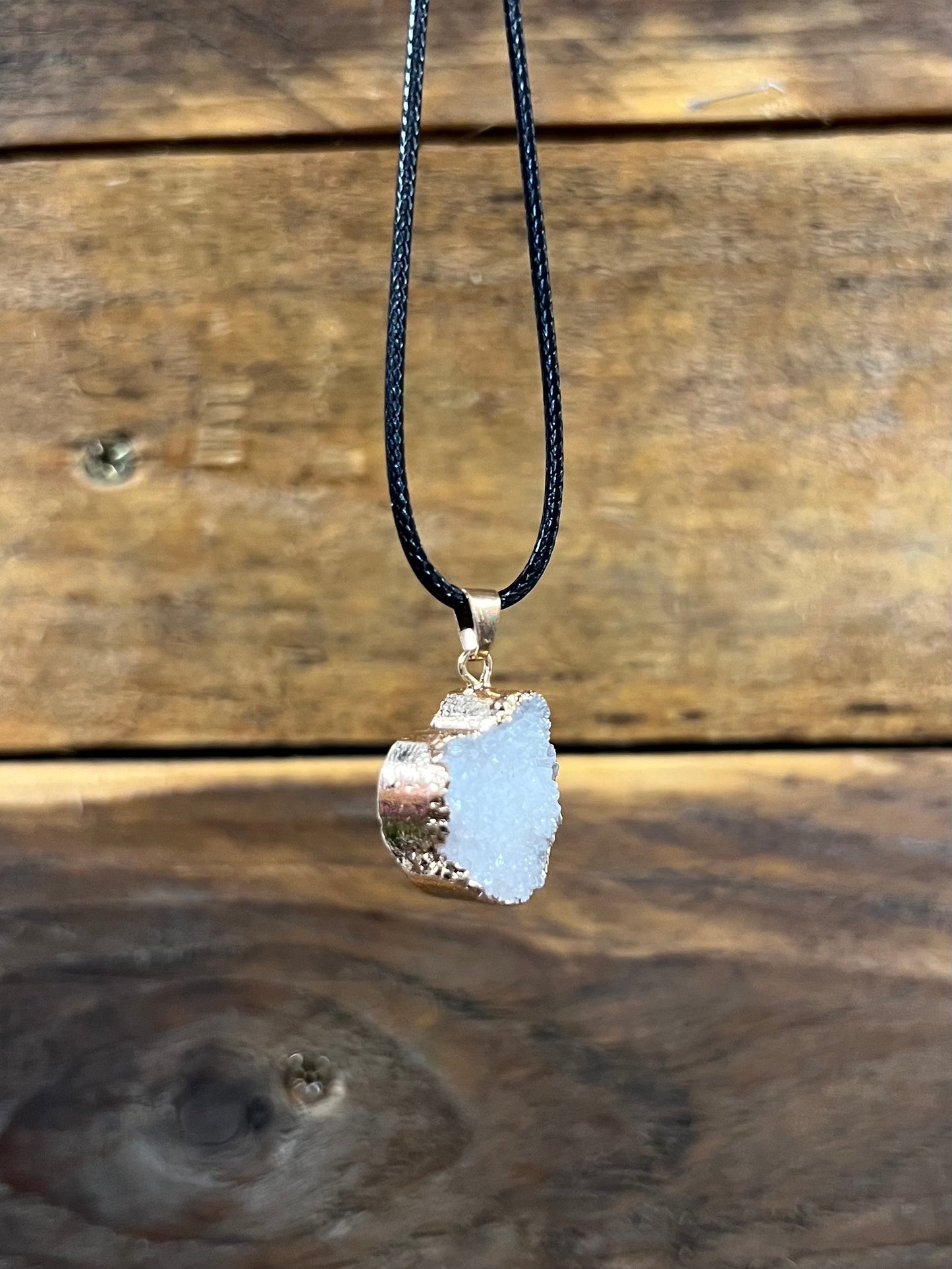 Aura Druzy Agate Heart Pendant Necklace