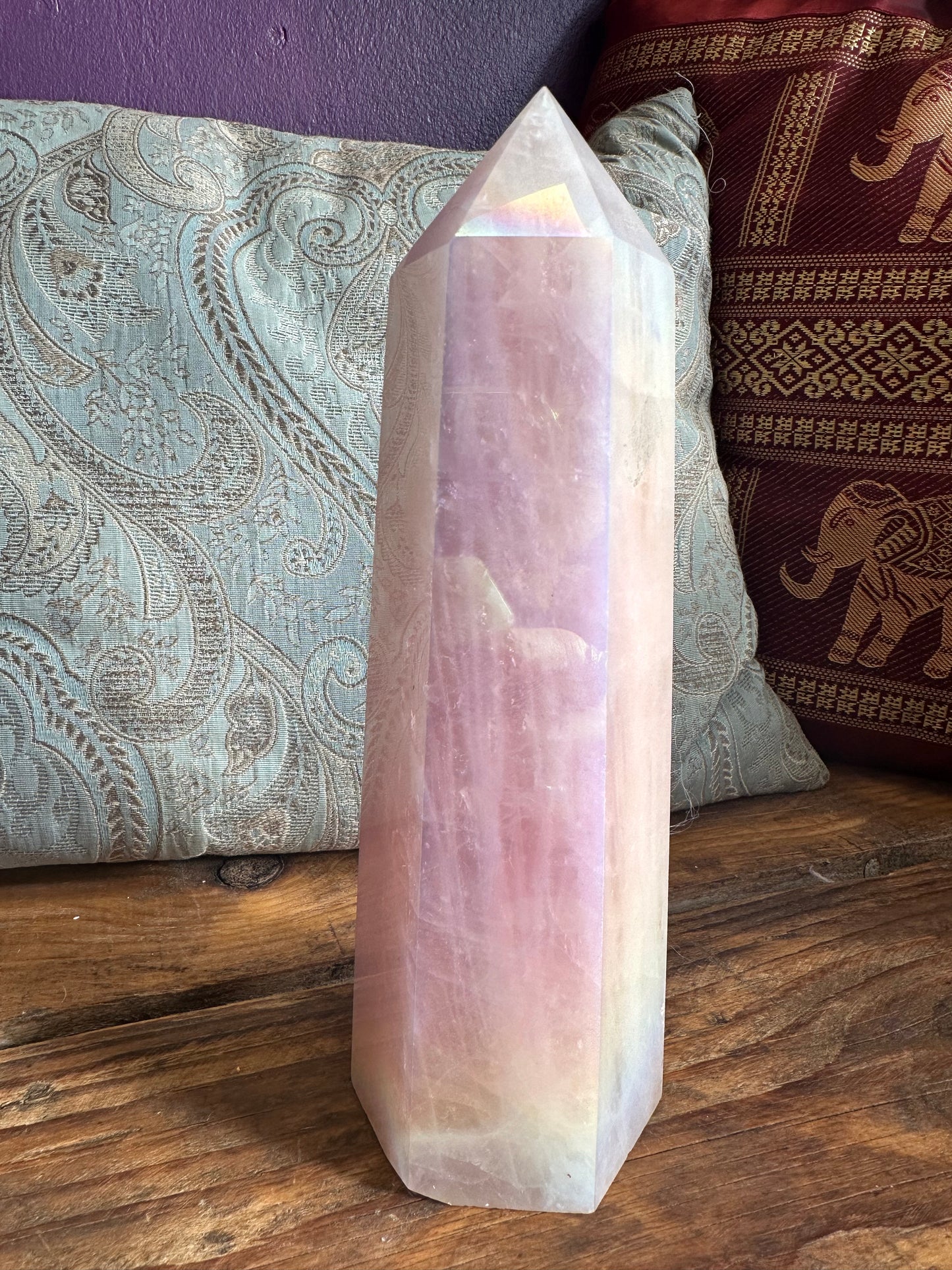 Rose Aura Quartz Tower