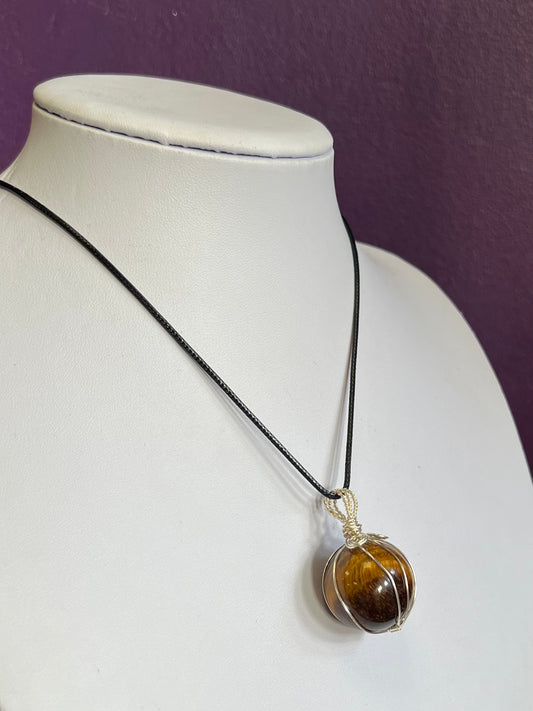 Tigers Eye Wire wrapped Necklace