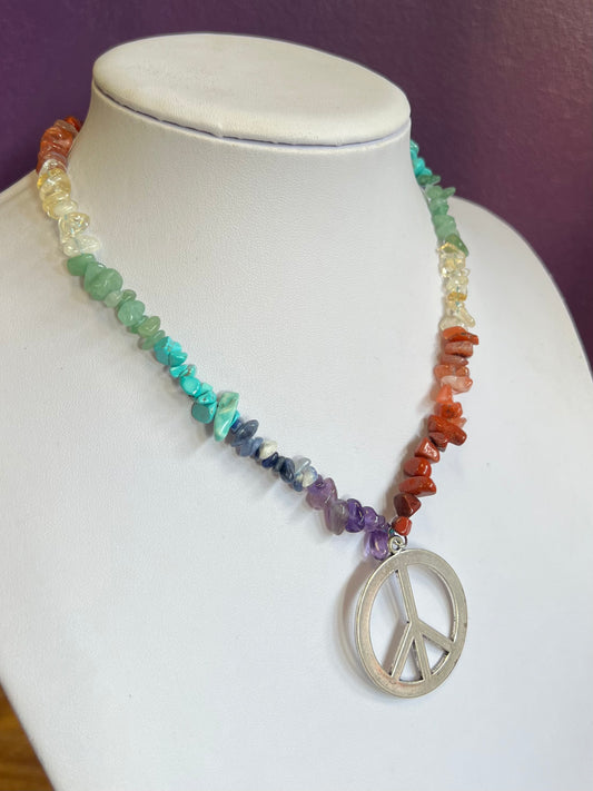 Chakra Choker Necklace with peace charm