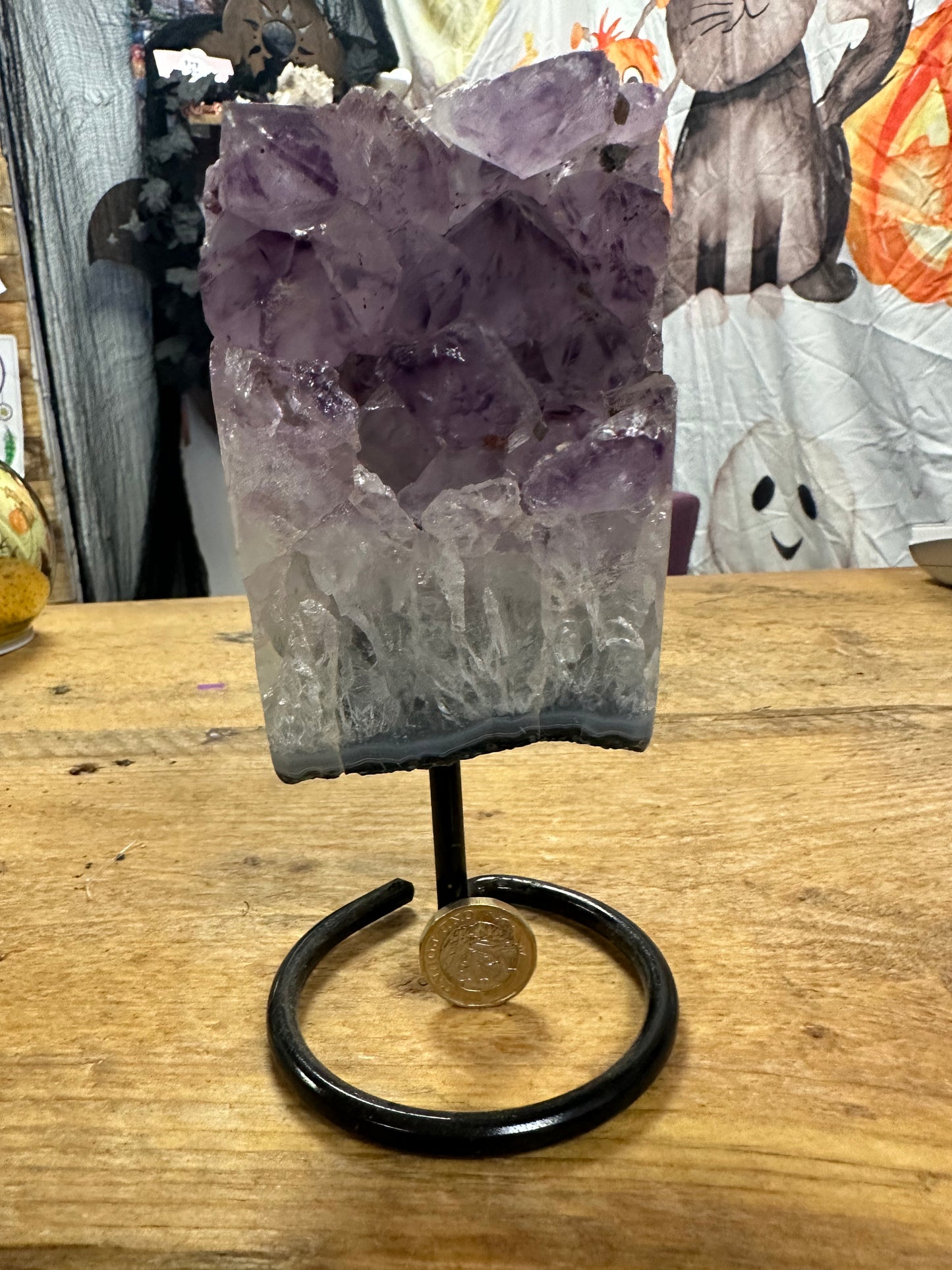 Beautiful Brazilian Amethyst Cluster on stand