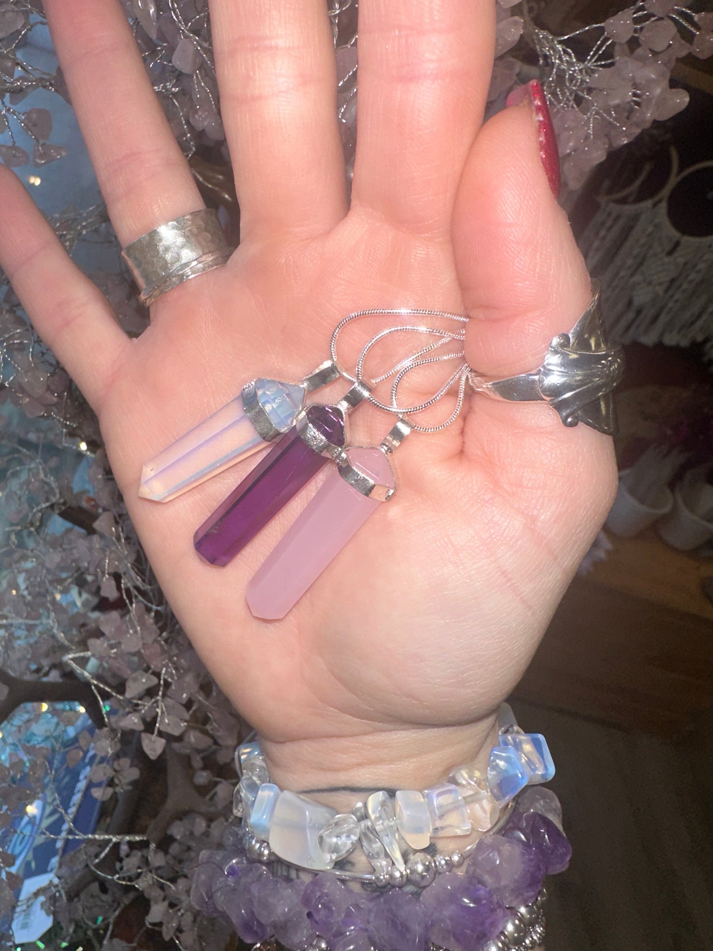 Amethyst Double terminated pendant necklace