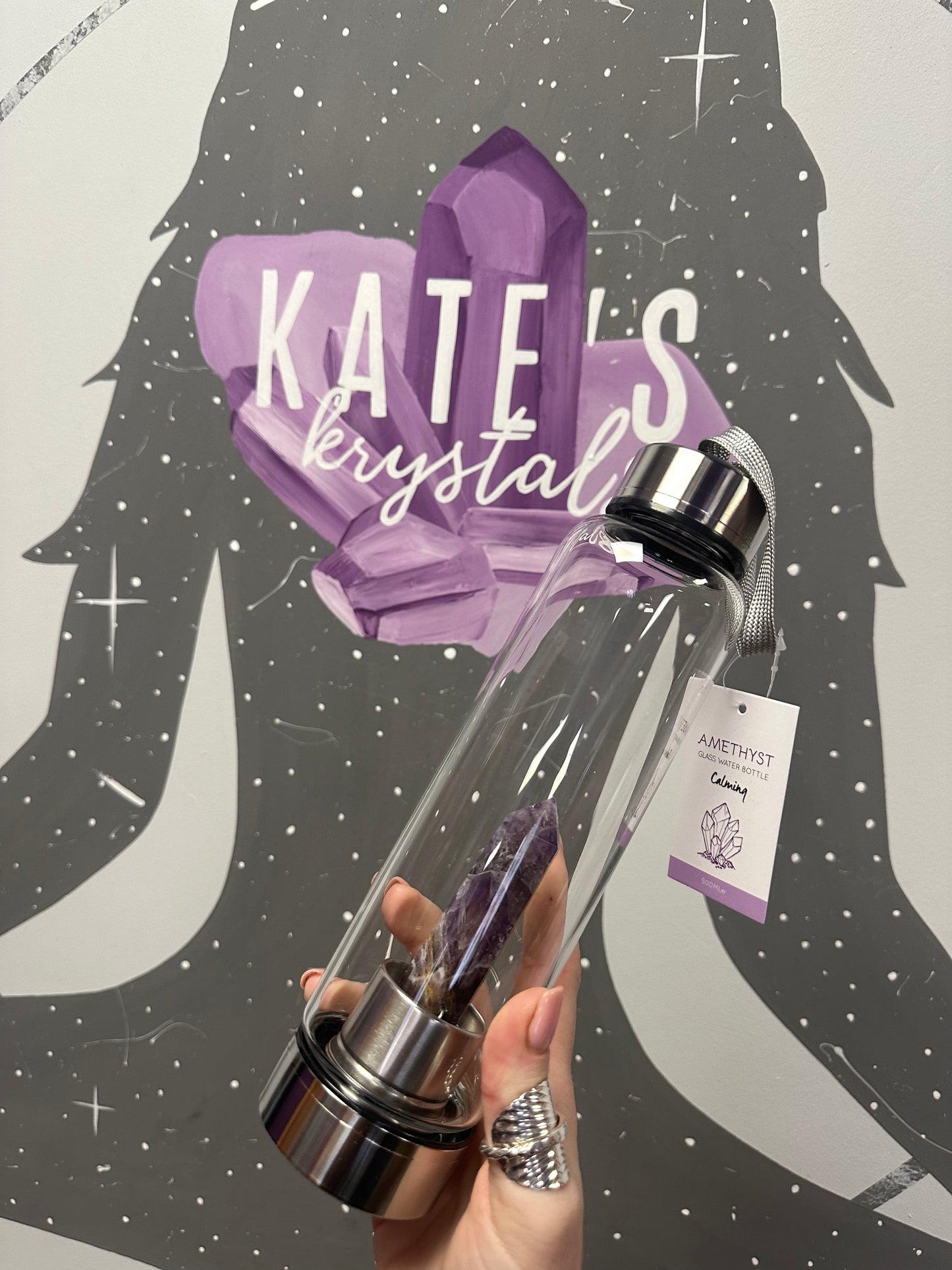 Amethyst Infused Glass Water Bottles | Elixir of Healing & Vitality